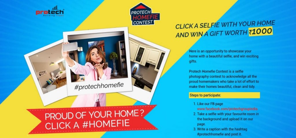 Landing page creative of consumer promotion - Homefie contest for Protech Group, Guwahati, Assam